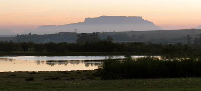 A view of Table Mountain at dusk on Wild Clover Farm. Photo by Katie Wilter