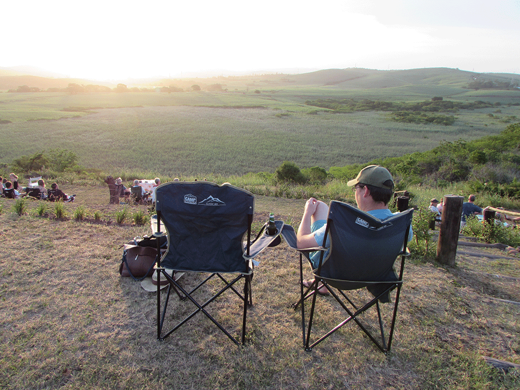 Sundowners with a view at the barn swallows viewing site. Photo by Kelly Robertson.