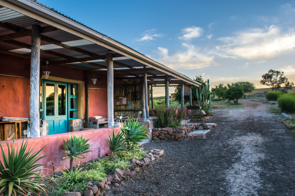 The Blomhuis at Hebron is a eco-home built with hay bales and overlooks a flower plantation. 