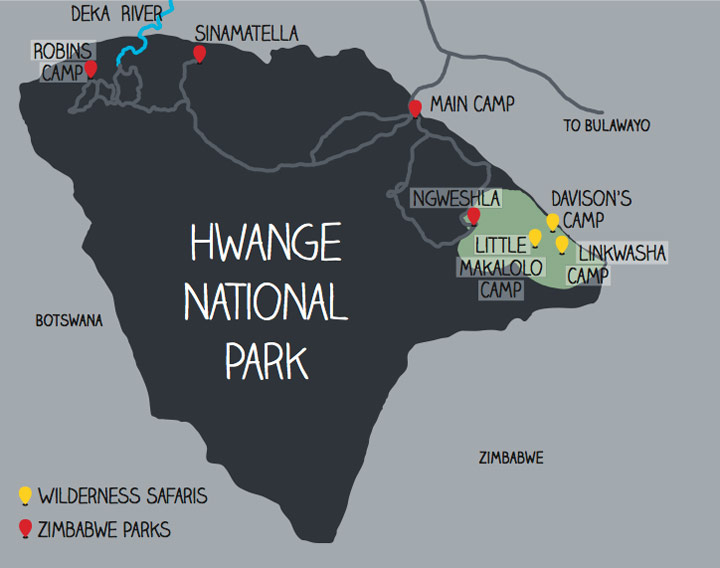 Map of Hwange National Park
