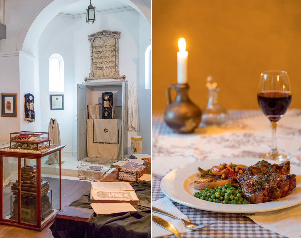 Jewish artefacts in the Calvinia Museum and grilled Karoo lambe chops at Die Blou Naartjie (a hot favourite for guests). - Photos by Teagan Cunniffe