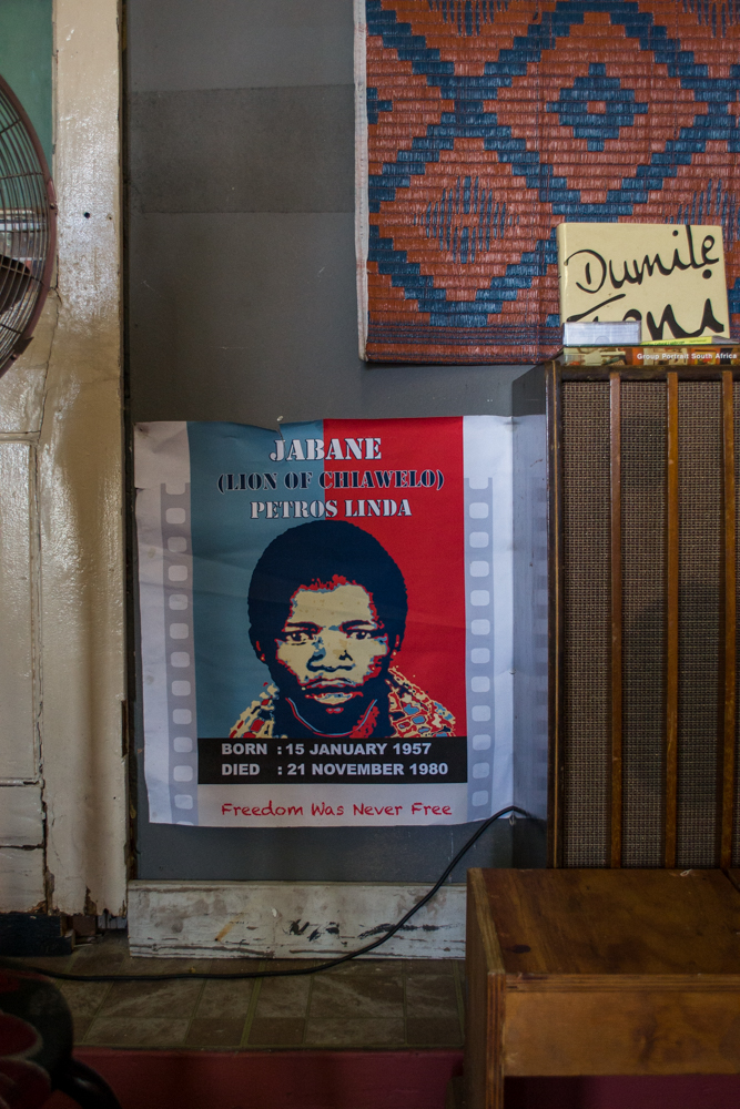 A poster of Dumisile Feni seen inside Roving Bantu Kitchen in Brixton - a MUST visit. Every item on the walls and in the kitchen tells a story. Just ask! Photo by Vuyi Qubeka 