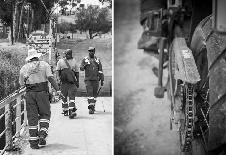 LEFT: The last hand-drawn pontoon in South Africa at Malgas; RIGHT: A different kind of chain power. 