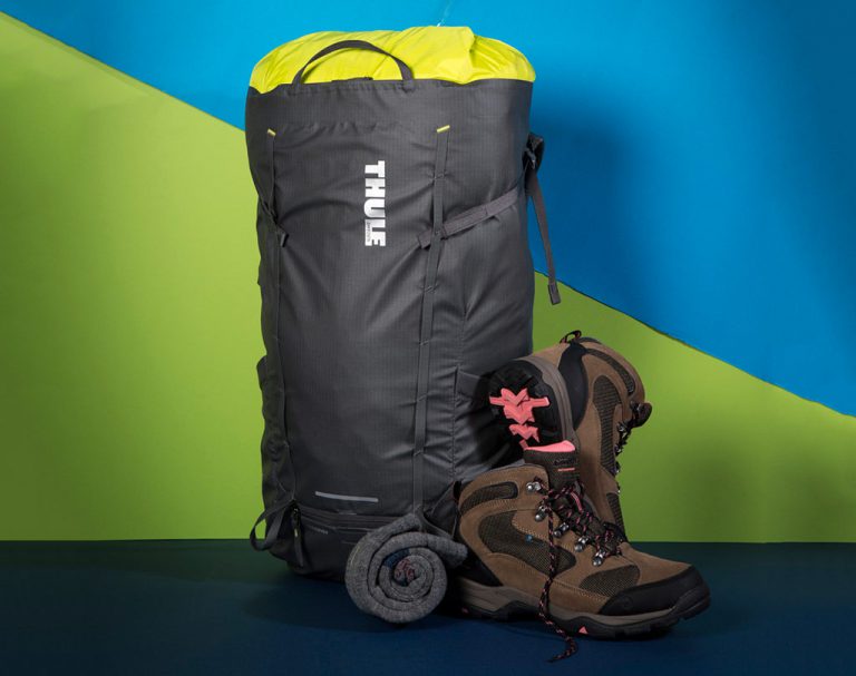 Thule Stir 35-litre hiking pack, Hi-Tec Storm Waterproof Boots, pictured with the Bridgedale Merinofusion Summit Sock. 