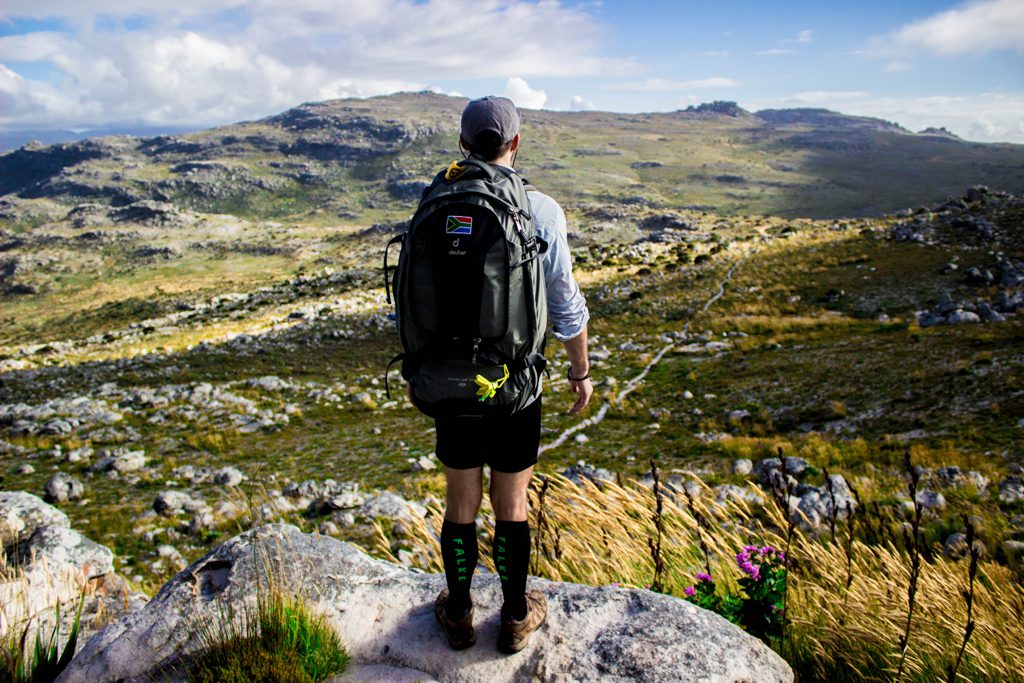 The weather conditions were perfect on the Saturday with a little cloud cover and a slight breeze - you can see a hint of it in the bend of the grass - to ensure it didnâ€™t get too hot. Here, Reuben stands overlooking the path to Silvermine. Photo by Matthew Sterne 