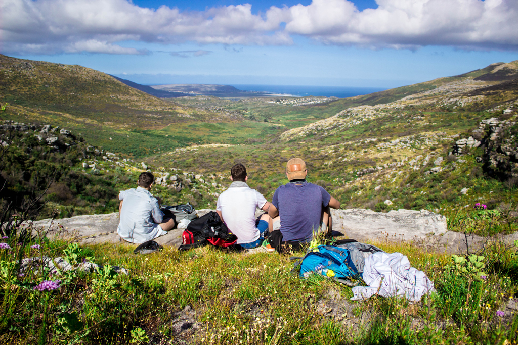 Our breakfast spot on day two was above a waterfall, looking towards Kommetjie and Noordhoek. One of the great joys of hiking long distances is that you need to constantly snack to keep your energy levels up. I know many people who would go on a hike like this exclusively for that pleasure. Photo by Matthew Sterne 