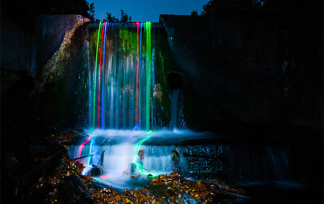 Long exposure, neon waterfall, fromthelenz