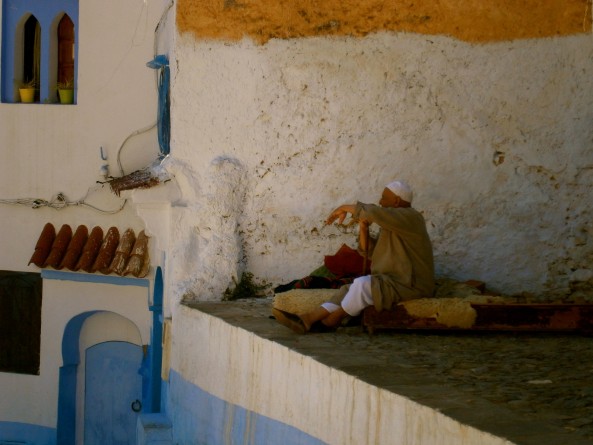 Man rests in the shade, Chefchaouen