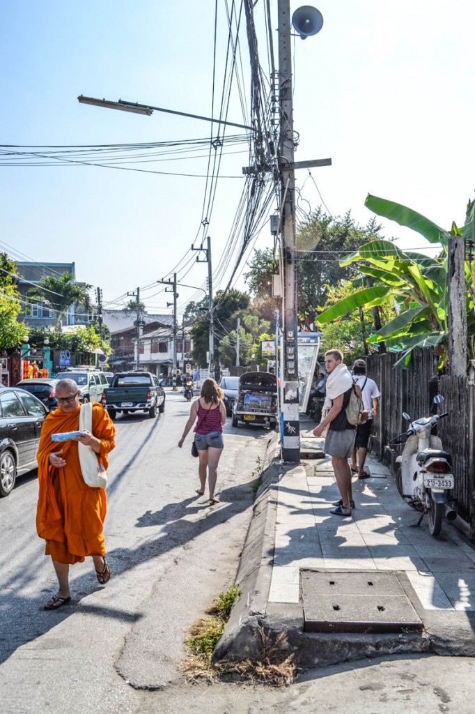 Monks wear traditional orange in the streets of Chiang Mai and every Thai male has to experience life as a monk for at least a week. Photo by Melanie van Zyl