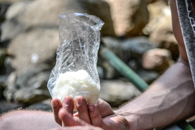 Packets of rice to go with lunch. Photo by Melanie van Zyl