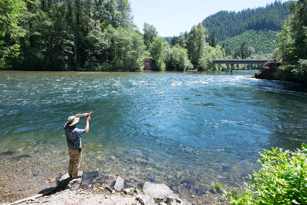 Patrick fly fishing impossibly clear rivers in Oregon. Photo by Chloe O'Doherty.