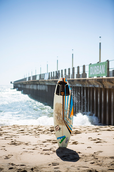 The surfs always up in Durban.