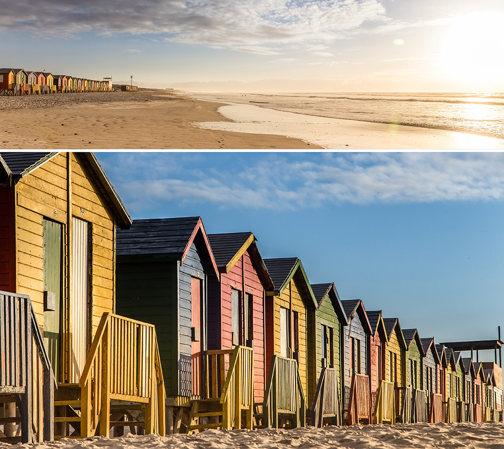 The Muizenberg beach huts just after sunrise. Images by Chris Davies.