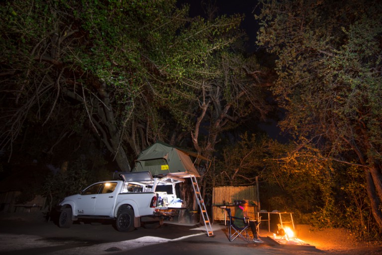 Our Bushtrackers Africa 4x4 camper set up beside the braai. Photo by Melanie van Zyl.