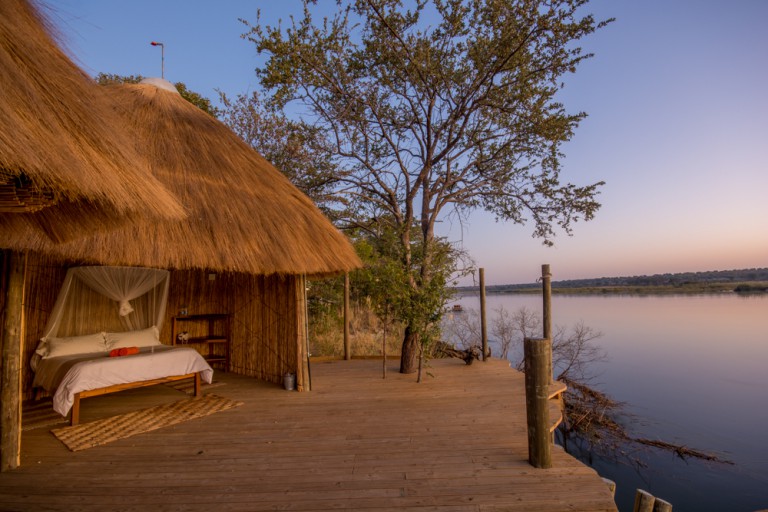 Riverside lodging at Ngepi Camp on the Kavango River. Photo by Melanie van Zyl