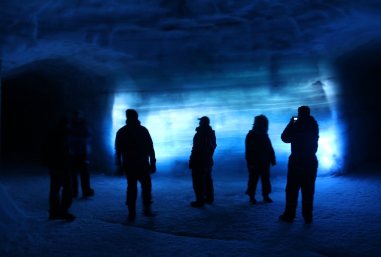 Inside the man-made ice cave at Langjökull, which was opened earlier this year. Soon to be seen on screens across the world as it will feature on the hit TV show Game of Thrones.