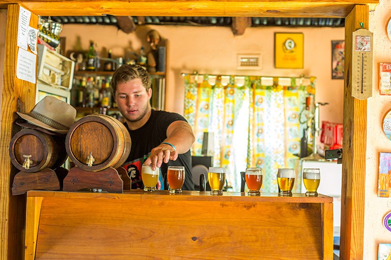 The Labri Fountain Brewery is an ale oasis in the middle of dense bush. Step in for beer, jokes and Waterberg anecdotes. Photo by Teagan Cunniffe.