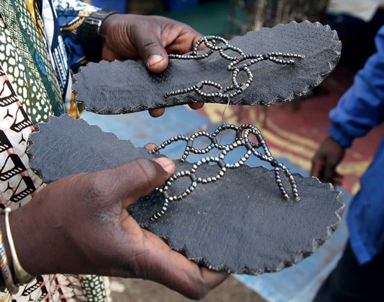 Handmade sandals at the African Market at Die Braak. - Photo by Vuyi Qubeka