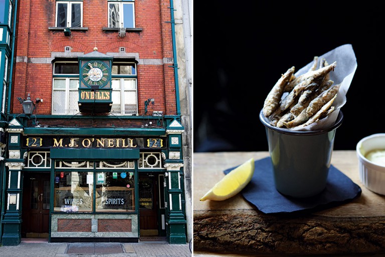 ONeills pub is more than 300 years old. Deep-fried whitebait at The Woollen Mills restaurant. Photos by Elsa Young. 