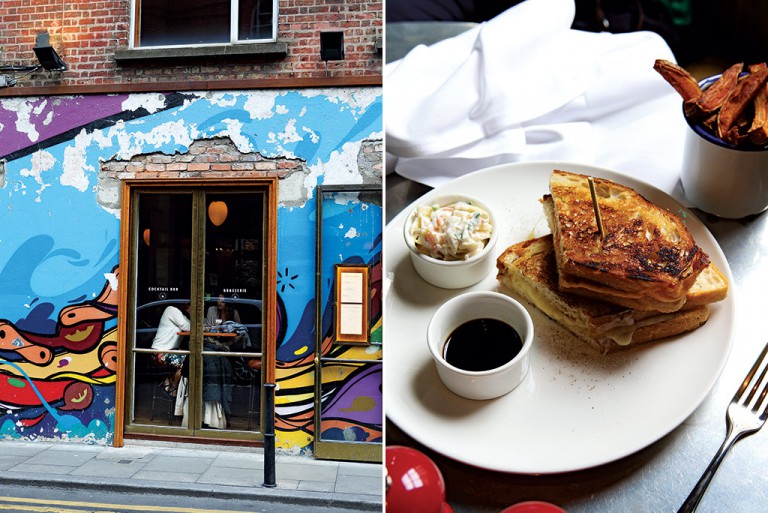Colourful and stylishly tatty buildings on Drury Street - you can't do better than a toasted cheese and a Guinness at The Dean. Photos by Elsa Young. 