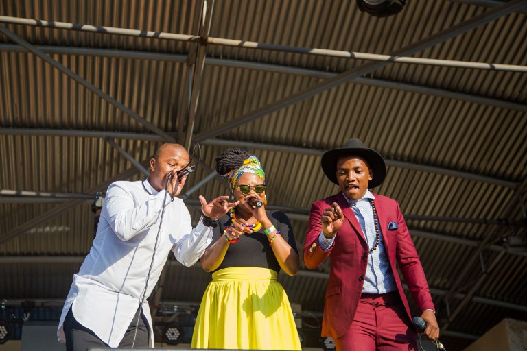 The trio of The Soil: Luphindo Ngxanga, Buhlebendalo Mda (Soil Sister), Ntsika Fana-tastic Ngxanga.