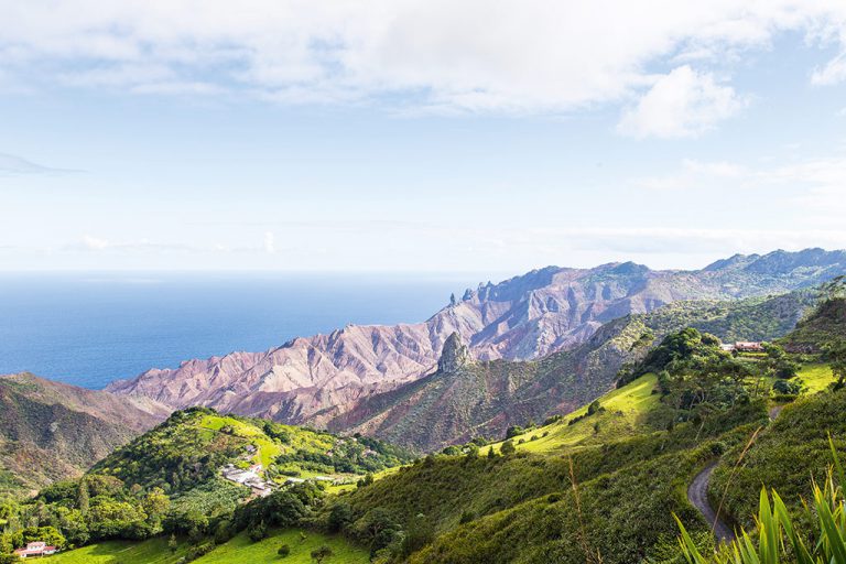 The varied landscapes of St Helena contrast beautifully against the seemingly infinite sea beyond.