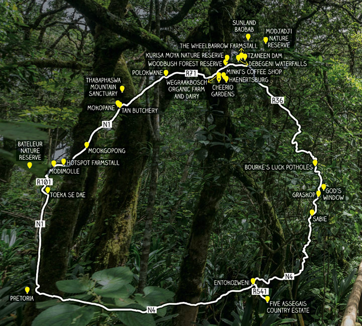 Hiking trails in Limpopo and Mpumalanga map