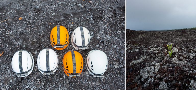 Hard hats and shrouded lava fields