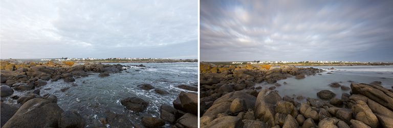 Left, without filter. Right, using the LEE Little Stopper and the 0.6 Hard ND Grad filter