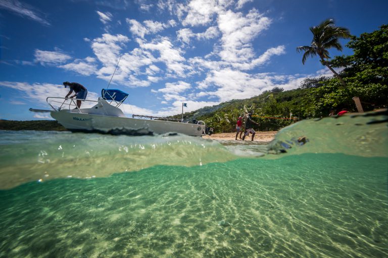 Sapphire Water on the pristine Fiji beaches by Catherine Gidzinski. 