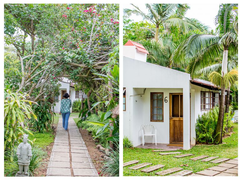 The verdant gardens and simple white decor at Lar do Ouro. 