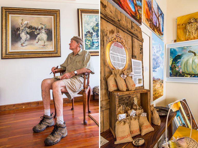 Well-known South African realist impressionist Christopher Haw welcomes visitors to his gallery at his charming Karoo home.
