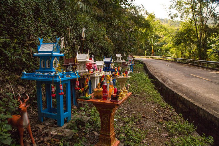 This roadside shrine is one of many lining the side of the road leading to the National Park. There's a spring here: it's customary to pray and splash your face with the water. 