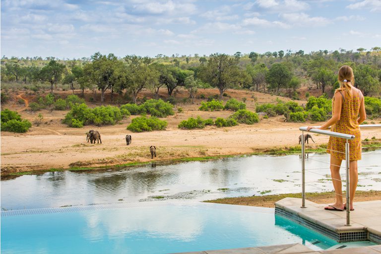 A deck overlooking the Crocodile River, a pool and a fireplace to lounge around, and herds of elephant who saunter down to the river to drink. This place is a large, comfortable base with fantastic access to the Kruger.