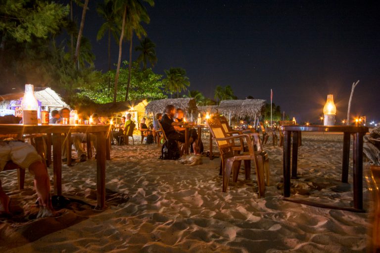 Dinner on the beach at Trincomalee. I was spoilt for choose and there was wide range of restaurants with tables and loungers on the beach.