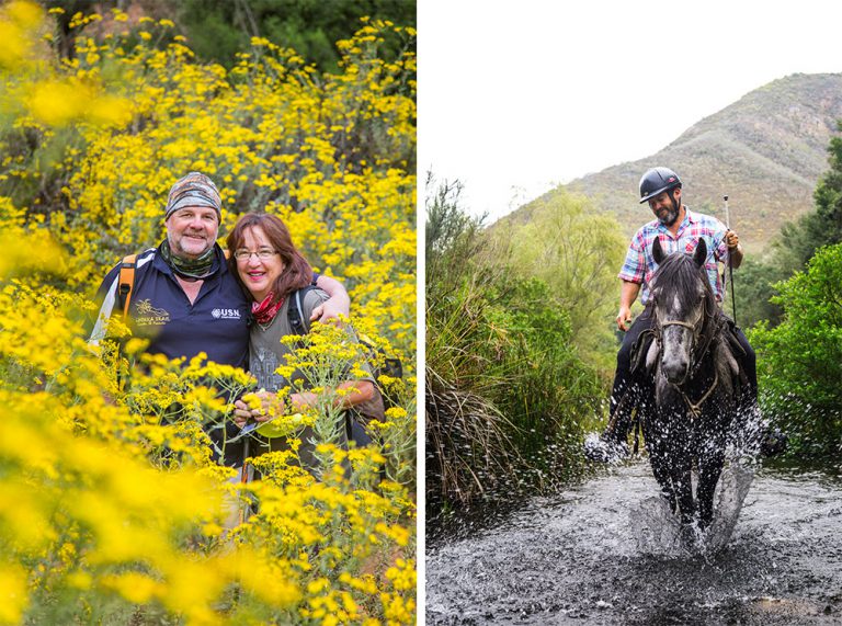 The team behind the trail: Esti and Eric (left) from Chokka Trail fame, handling the support vehicle and walking side. Hercules (right), who organises riding trails in this area and controls the horse component to the Camino.