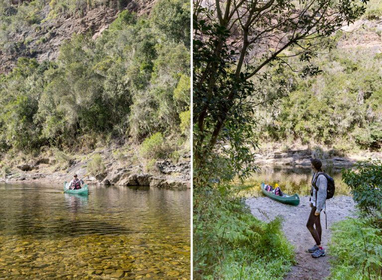 After 3km of tranquil paddling, leave your canoe and take to the trail for a 3.5km hike to the waterfall.
