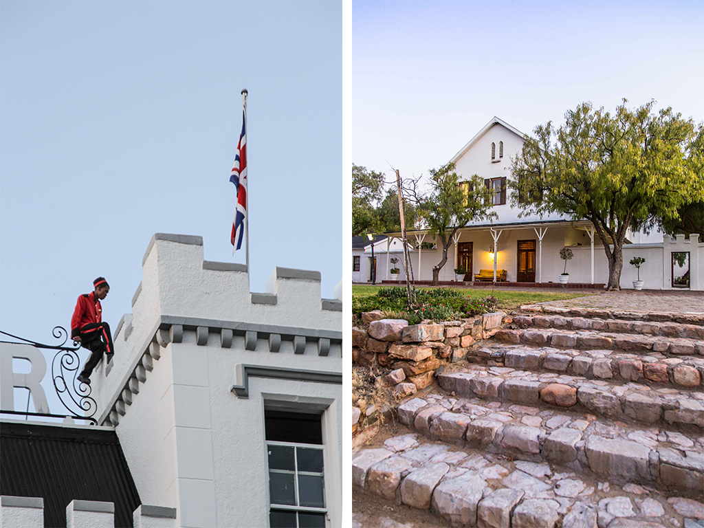 LEFT The Union Jack flies above the Lord Milner Hotel in Matjiesfontein. RIGHT We stayed at the Matjies Motel, part of the same hotel, but a great affordable alternative.