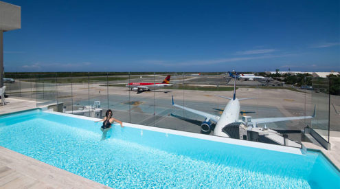 There is a pool at the first class lounge at Punta Cana Airport. Photo: Supplied.
