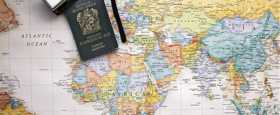 world map, south african passport