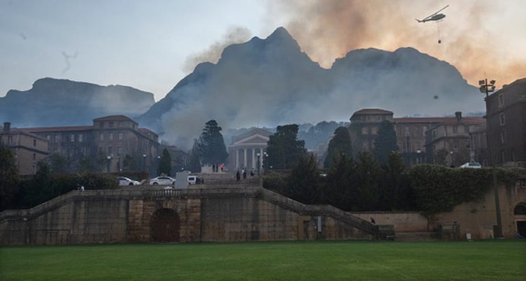 A wildfire spread across the slopes of Table Mountain to the University of Cape Town. Photo by Brenton Geach/Gallo Images via Getty Images