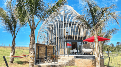 You can stay in an 'eco-coconut' pod near George