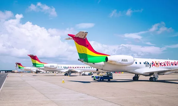 Africa World Airlines Embraer E190, Ghana airline fleet upgrade, Accra airport regional flights, West Africa aviation growth, Embraer E190 cabin Africa, Ghana travel connectivity expansion, African airlines modern aircraft, regional jet upgrade Africa, Accra aviation hub development, airline capacity increase West Africa, Getaway Magazine