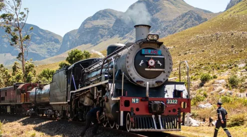 vintage train Cape Town, Mossel Bay Explorer train journey, Garden Route rail travel, scenic Western Cape train ride, heritage railway South Africa, steam train Mossel Bay Great Brak River, vintage observation coach South Africa, Cape Town to Garden Route railway scenery, Western Cape vineyards train view, historic train travel South Africa, Garden Route coastal railway experience, Ceres Rail vintage train, Mossel Bay coastal town South Africa, scenic railway Western Cape mountains, Getaway Magazine
