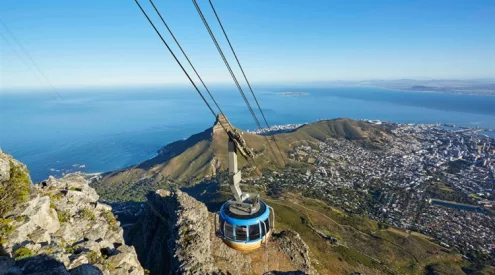 Table Mountain cable car Cape Town, Table Mountain summit views city ocean, Local is Lekker ticket special 2026, Cape Town family outing Table Mountain, aerial cableway rotating cabin, Table Mountain sunset South Africa, Cape Peninsula landmark views, South African travel deal Table Mountain, Easter holiday Cape Town activities, affordable cableway tickets South Africa, Getaway Magazine
