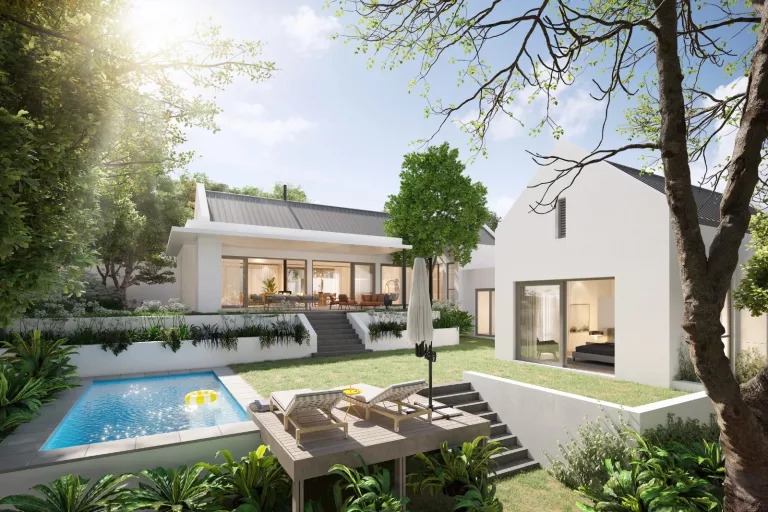 Hazel Oaks Constantia homes, Upper Constantia luxury estate, Cape Town boutique property, Constantia Valley houses, sustainable homes South Africa, solar powered estate Cape Town, modern luxury Constantia, cork oak lined street Cape Town, mountain view homes Constantia, eco estate living Cape Town, Getaway Magazine