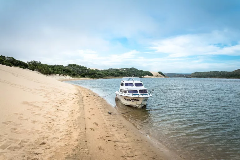 Boat cruising along the Sundays River near Colchester in the Eastern Cape.